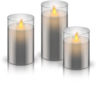 3er-Set LED-Echtwachs-Kerzen im Glas