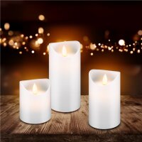 3er-Set LED-Echtwachs-Kerzen, weiß