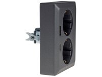 MILOS Schutzkontakt Steckdose 2-fach 250V 16A, 1x UP, USB A+C/PD, anthrazit