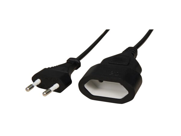 Verlängerungskabel McPower, 2m, Eurostecker auf Eurokupplung, schwarz
