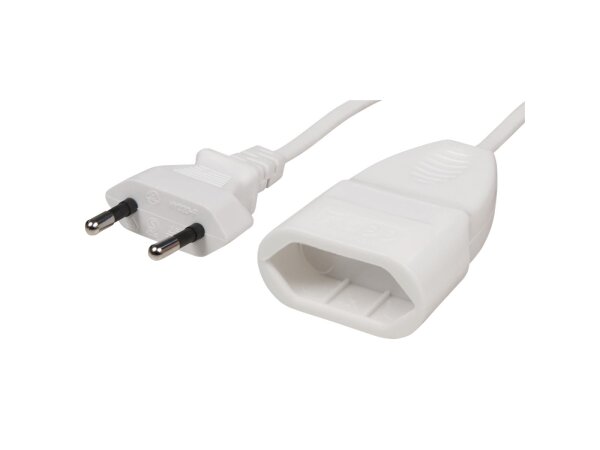 Verlängerungskabel McPower, 1m, Eurostecker auf Eurokupplung, weiß