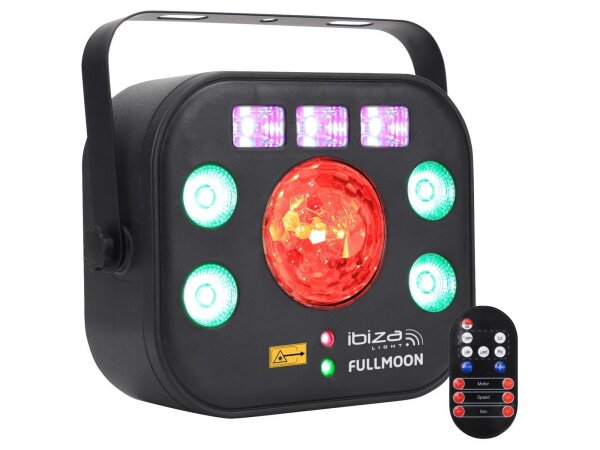 5-in-1 DMX-Lichteffekt IBIZA FULLMOON mit Wash, UV, RG Laser, Strobe & Astro