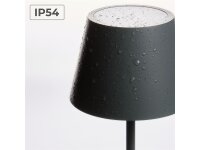 LED-Tischleuchte ROLF KERN „Club“ 25cm, Basaltgrau, Akku, dimmbar