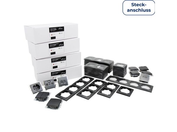Schalter und Steckdosen Set McPower Flair Megaset-Profi 100-teilig, anthrazit, Steckanschluss